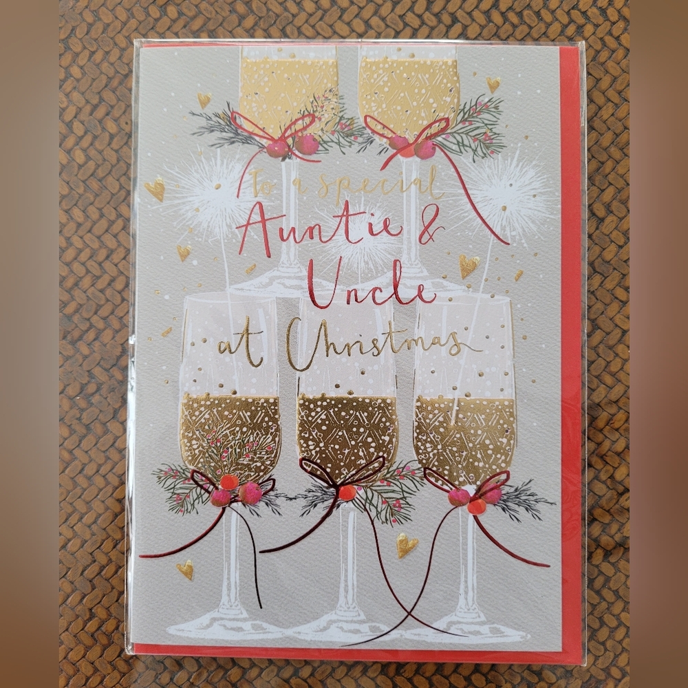 Elegant Christmas Card with Gold and Red Accents